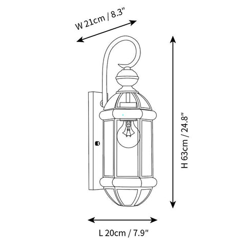 Retro Brass Outdoor Wall Lamp — Dimension drawings 1