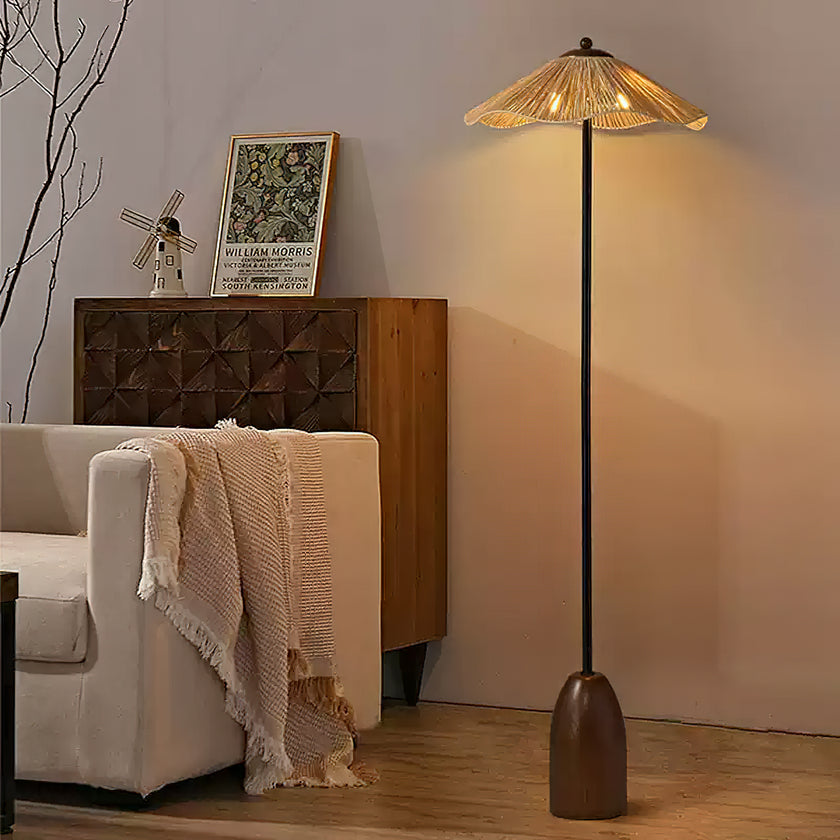 Retro Straw Hat Floor Lamp