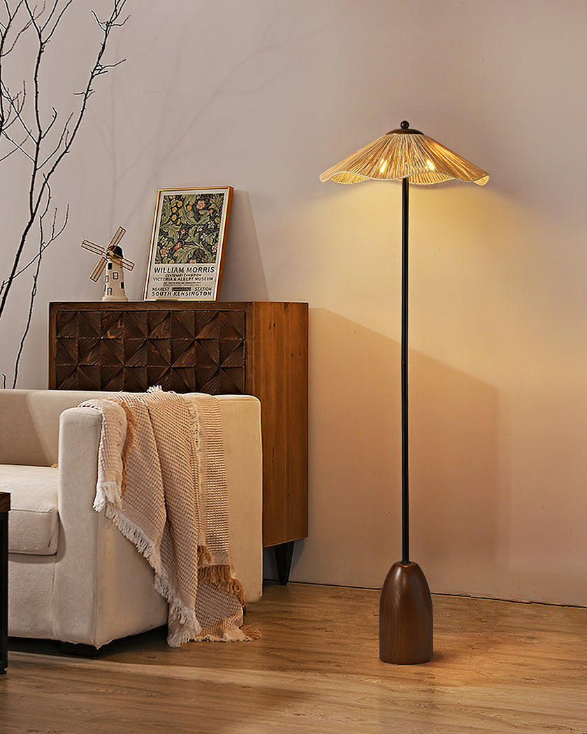 Retro Straw Hat Floor Lamp