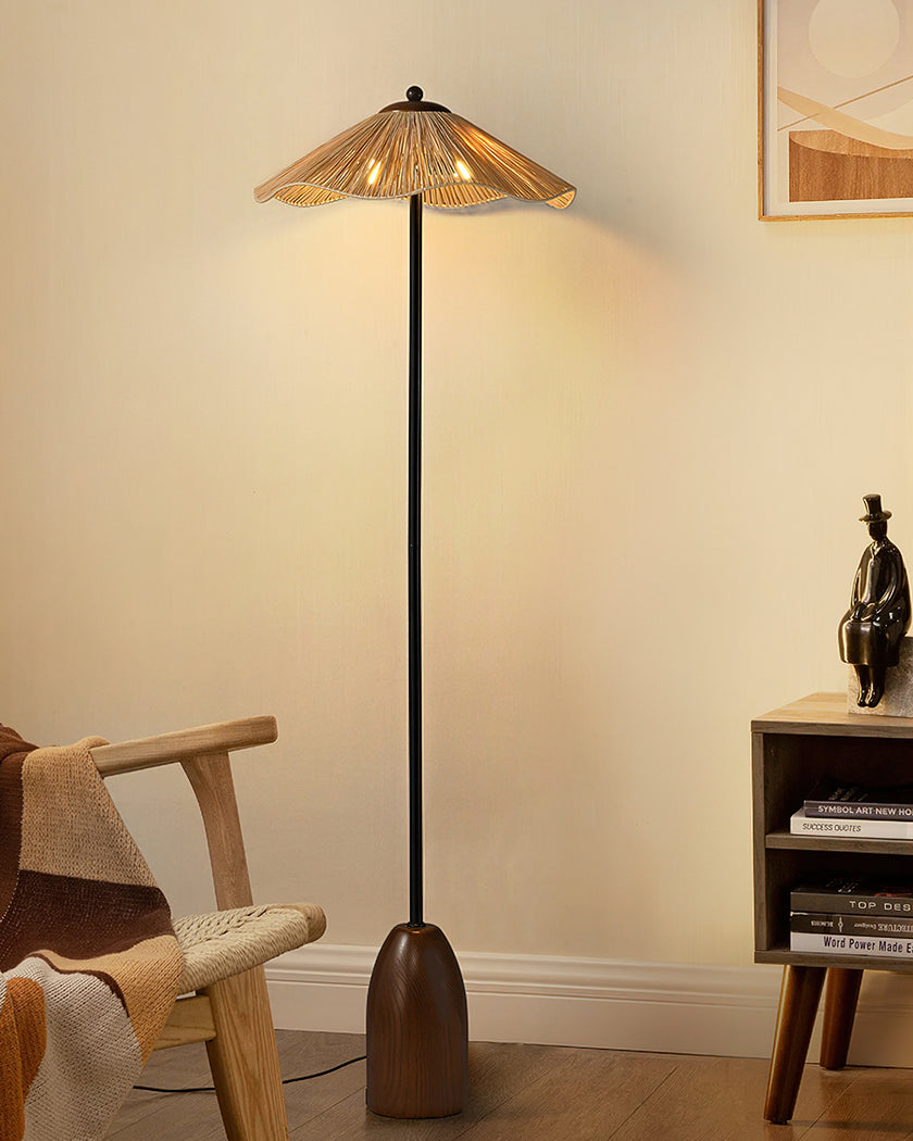 Retro Straw Hat Floor Lamp