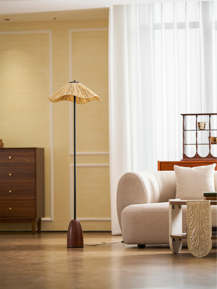 Retro Straw Hat Floor Lamp