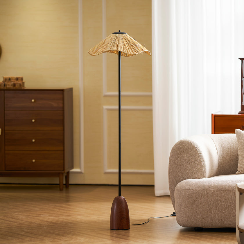 Retro Straw Hat Floor Lamp
