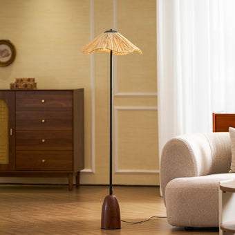 Retro Straw Hat Floor Lamp