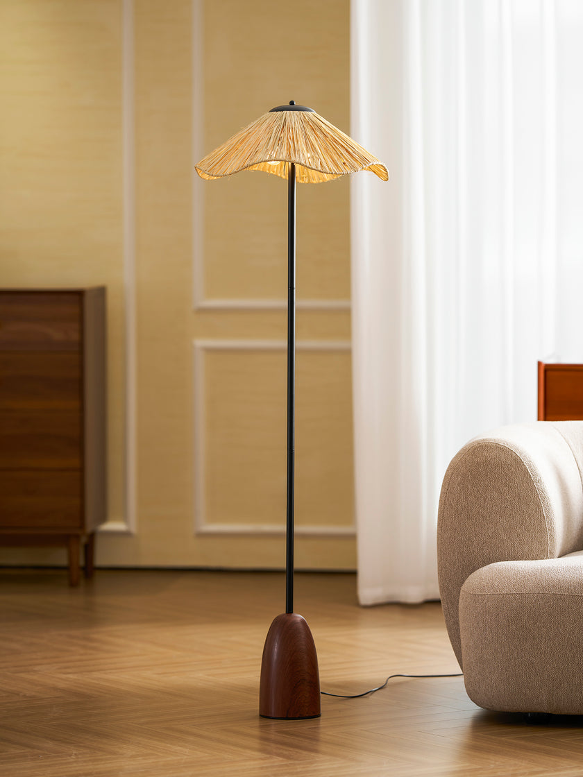 Retro Straw Hat Floor Lamp