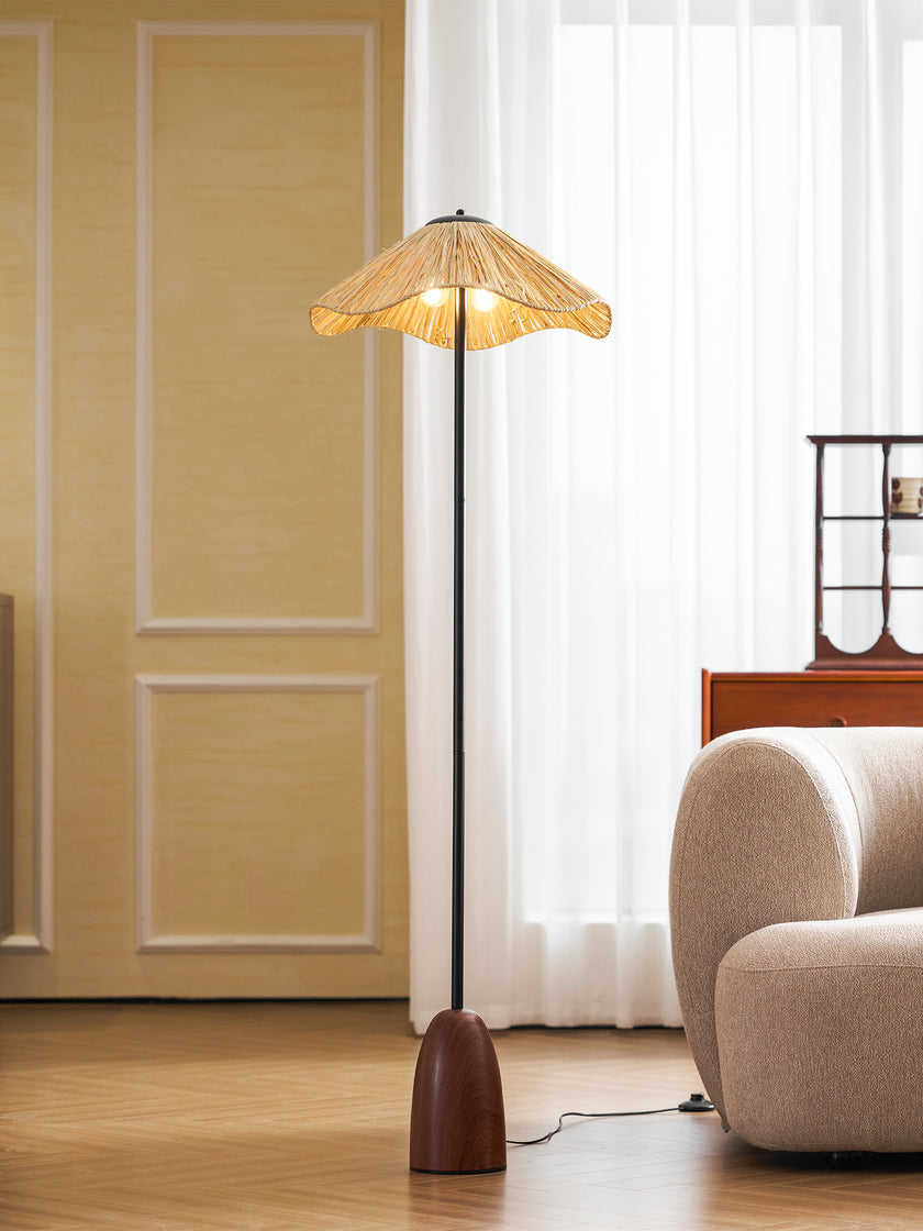 Retro Straw Hat Floor Lamp