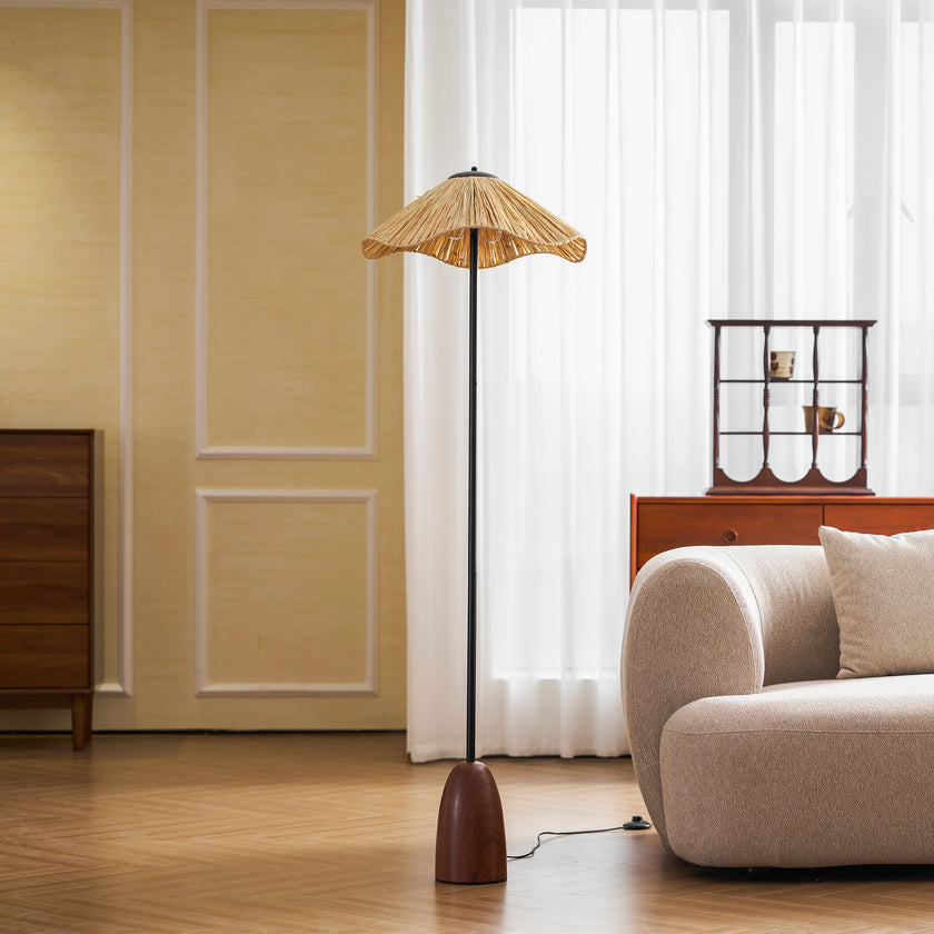 Retro Straw Hat Floor Lamp