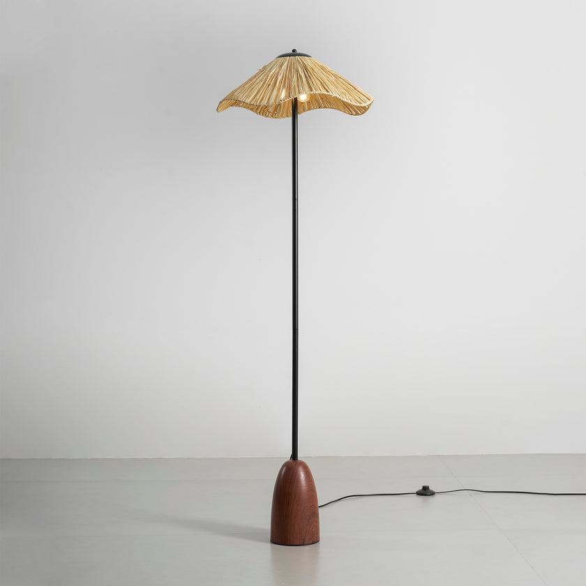 Retro Straw Hat Floor Lamp