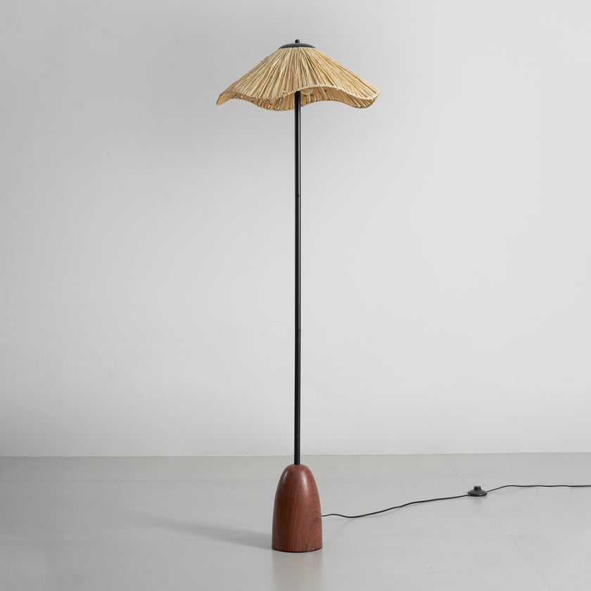 Retro Straw Hat Floor Lamp