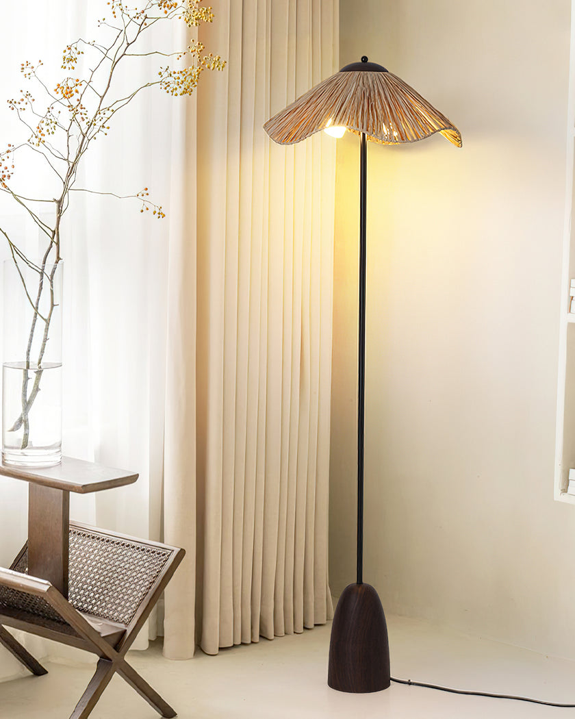 Retro Straw Hat Floor Lamp