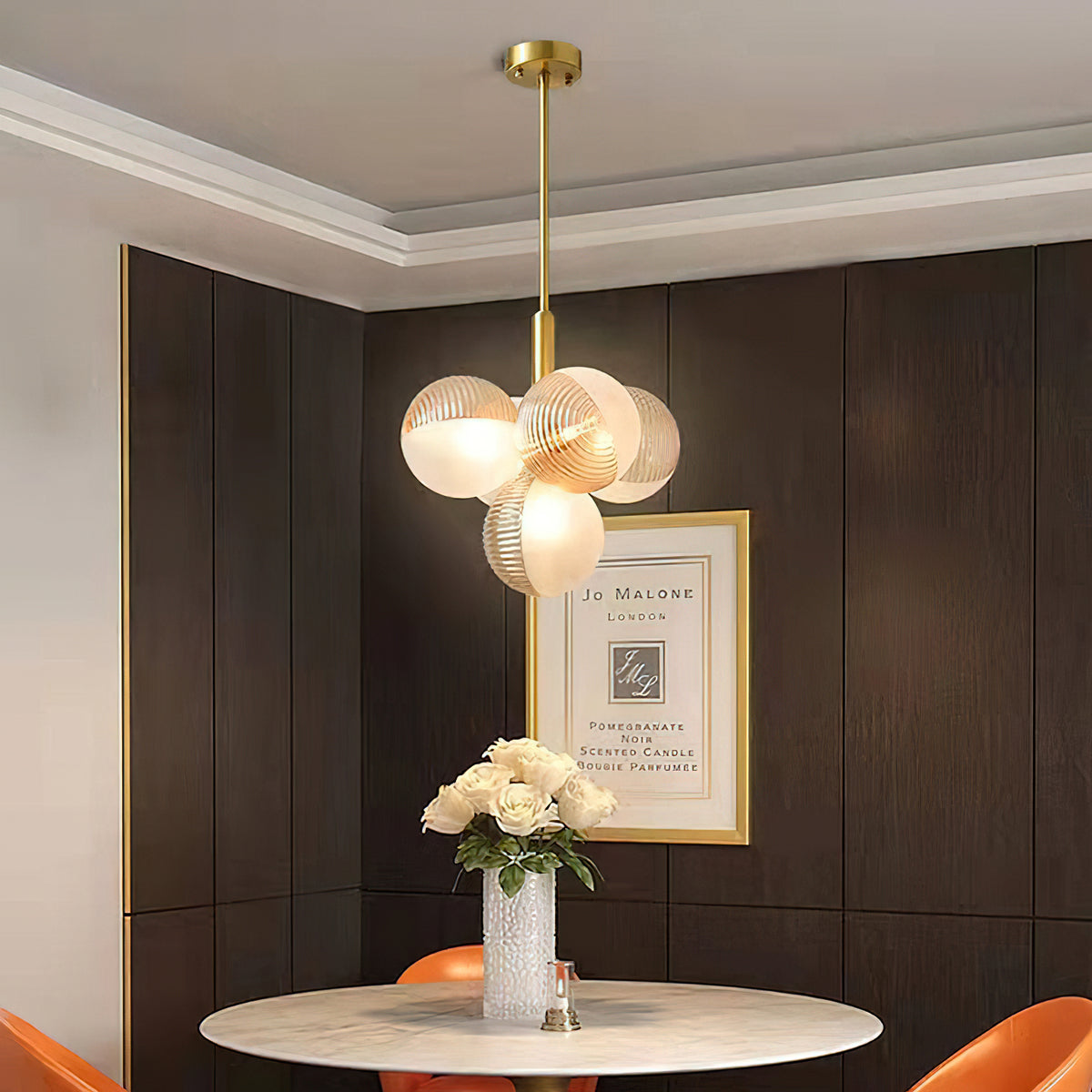 Ribbed Glass Bubble Chandelier – detail 2