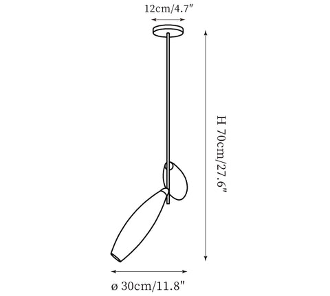 2 Heads : ∅ 11.8″ x H27.6″ / Dia 30cm x H 70cm