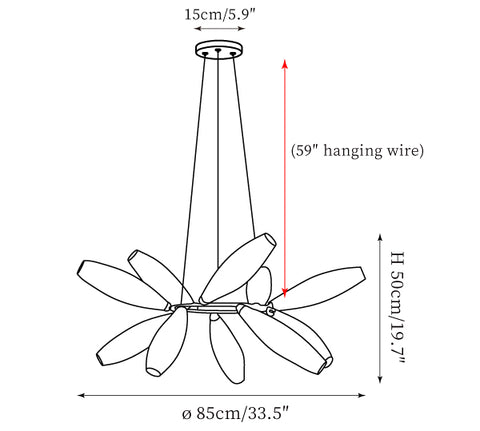 Round 10 Heads: ∅ 33.5″ x H19.7″ / Dia 85cm x H 50cm