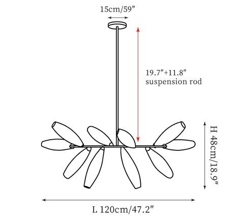 Long 10 Heads: L 47.2″ x H 18.9″ / L120cm x H 48cm
