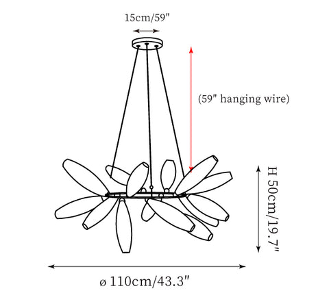 Round 14 Heads: ∅ 43.3″ x H 19.7″ / Dia 110cm x H 50cm