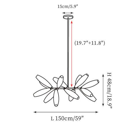 Long 14 Heads: L 59″ x H 18.9″ / L150cm x H 48cm