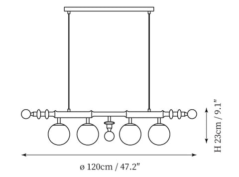 Model A: L 47.2″ x H 9.1″ / L 120cm x H 23cm