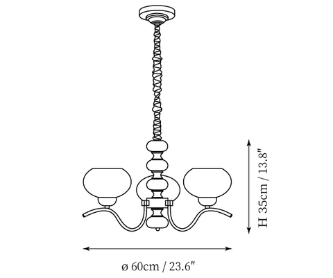 3 Luminaires : ∅ 23.6″ x H 13.8" / Dia 60cm x H 35cm