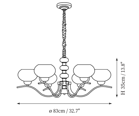 6 Luminaires : ∅ 32.7″ x H 13.8" / Dia 83cm x H 35cm