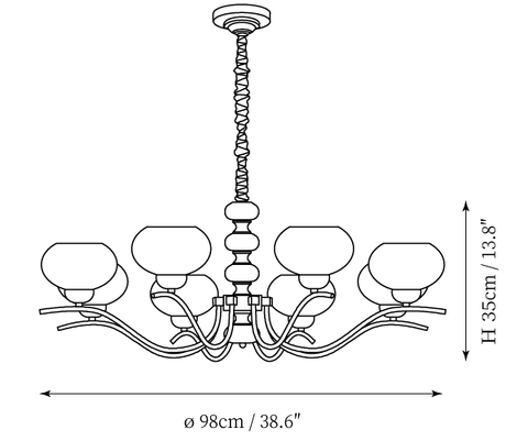 8 Luminaires : ∅ 38.6″ x H 13.8" / Dia 98cm x H 35cm