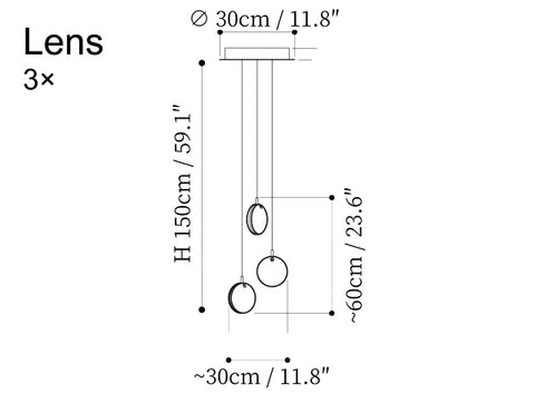 Round Glass Art  Pendant Lamp — Dimension drawings 2