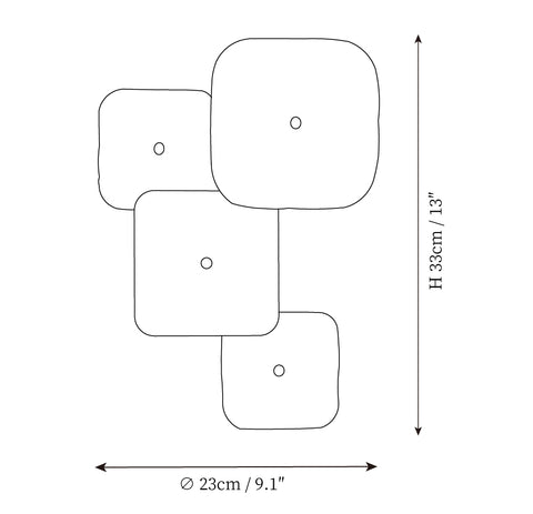 Model A: ∅ 9.1″ x H 13″ / Dia 23cm x H 33cm