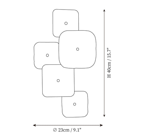 Model B: ∅ 9.1″ x H 15.7″ / Dia 23cm x H 40cm