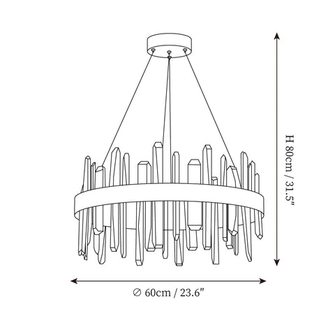 Royal Crystal Kroonluchter — Dimensioentekeningen 2
