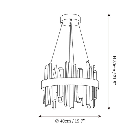 Royal Crystal Kroonluchter — Dimensioentekeningen 1