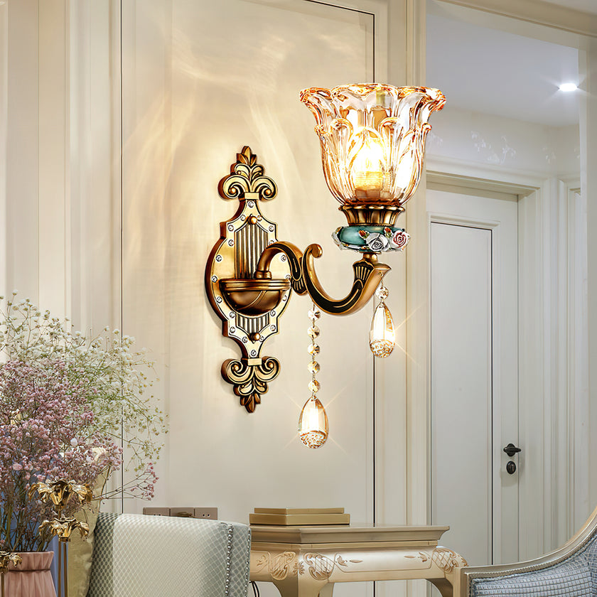 Royal Crystal Flower Wall Lamp