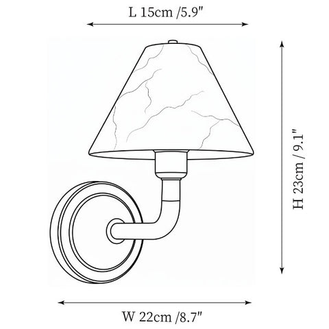 Aplique de pared Saylor de alabastro — Planos de dimensiones 1