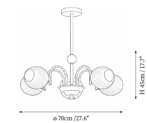 Lustre en verre strié sculptural — Plans de dimensions 1