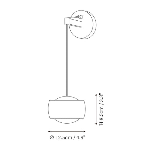 Brass Cylinder Drop Wall Lamp — Dimension drawings 1