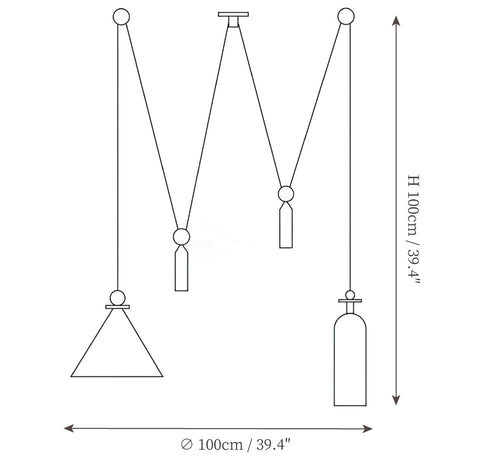 Geometric Shape Art Modern Kronleuchter — Maßzeichnungen 3