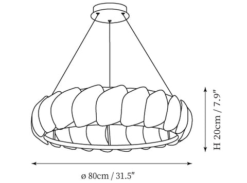 ثريا Shell LED — رسومات الأبعاد 2