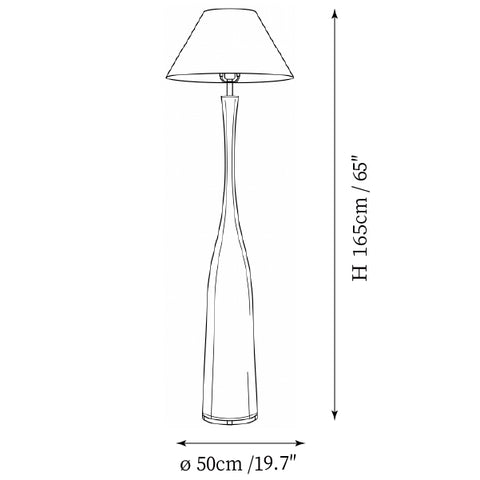Modello A: ∅ 19,7″ x A 65″ / Dia 50cm x A 165 cm