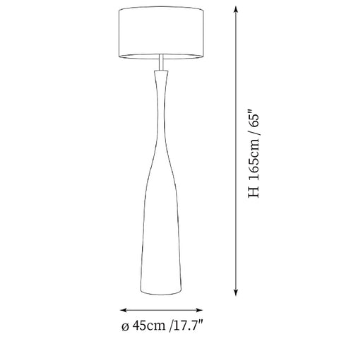 Modello B: ∅ 17,7″ x A 65″ / Dia 45cm x A 165 cm