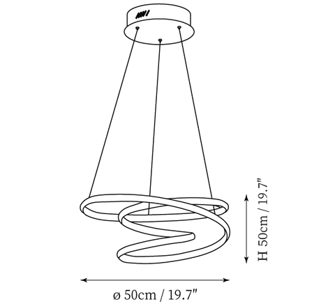 Simple Aluminum Spiral Ring Pendant Lamp — Dimension drawings 1