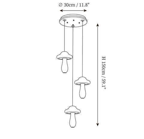 Small Mushroom Pendant Lamp — Dimension drawings 1