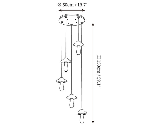 Small Mushroom Pendant Lamp — Dimension drawings 2