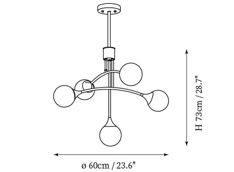 5-Lights: ∅ 23.6″ x H 28.7″ / Dia 60cm x H 73cm