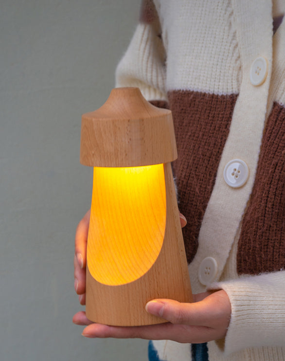 Solid Wood Half-Moon Table lamp