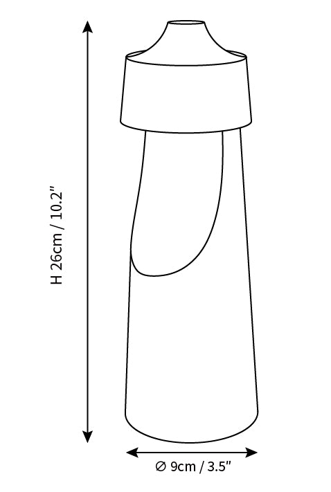 ∅ 3.5″ x H 10.2″ / Dia 9cm x H 26cm