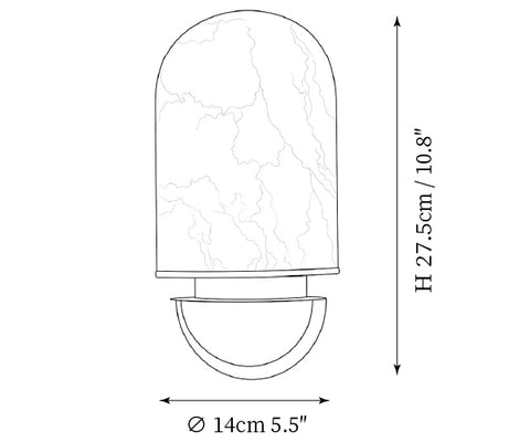 Sorell Alabaster Wandlamp — Dimensioentekeningen 1