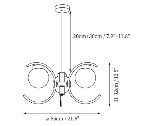 Sputnik-Kronleuchter — Maßzeichnungen 1