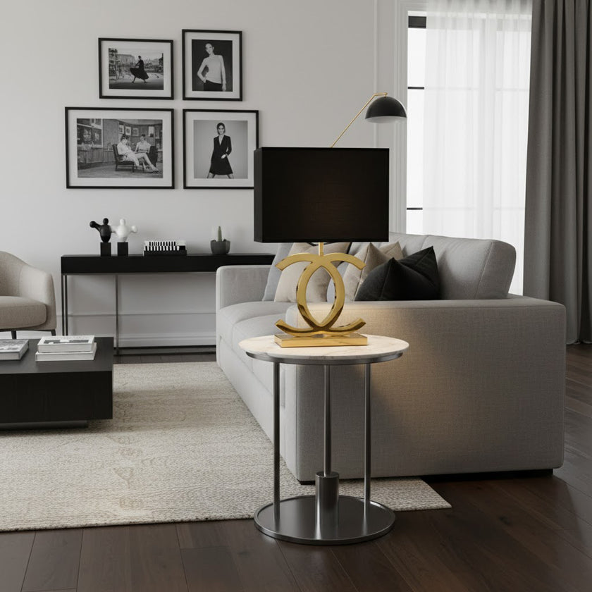 Tischleuchte aus Edelstahl