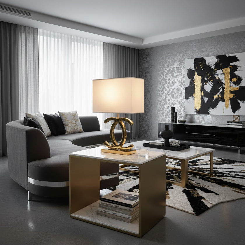 Tischleuchte aus Edelstahl