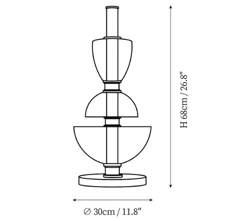 ∅ 11.8″ x H 26.8″ / Dia 30cm x H 68cm