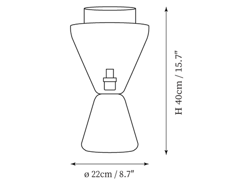 Tapered Glass Table Lamp — Dimension drawings 1