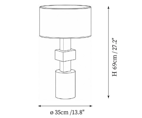 Modello A: ∅ 13.8″ x A 27.2″ / Dia 35cm x A 69cm