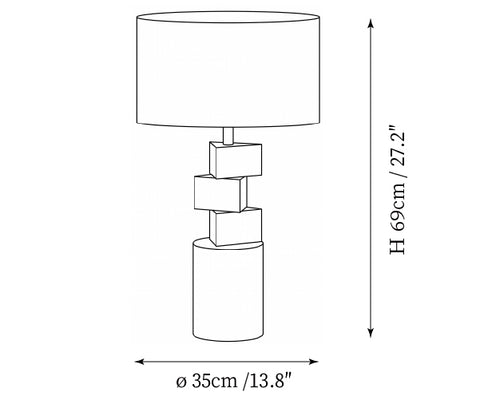 Modello B: ∅ 13.8″ x A 27.2″ / Dia 35cm x A 69cm